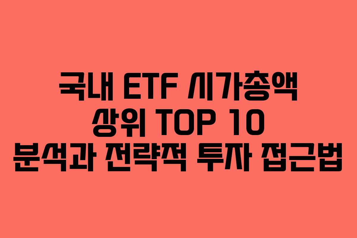 국내 ETF 시가총액 상위 TOP 10 분석과 전략적 투자 접근법 국내 ETF 시가총액 상위 TOP 10 분석과 전략적 투자 접근법