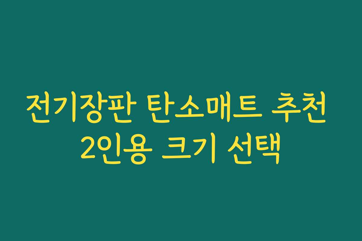 전기장판 탄소매트 추천 2인용 크기 선택