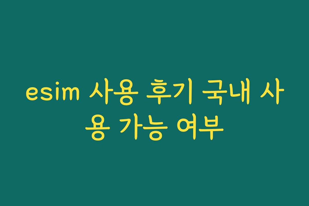 esim 사용 후기 국내 사용 가능 여부
