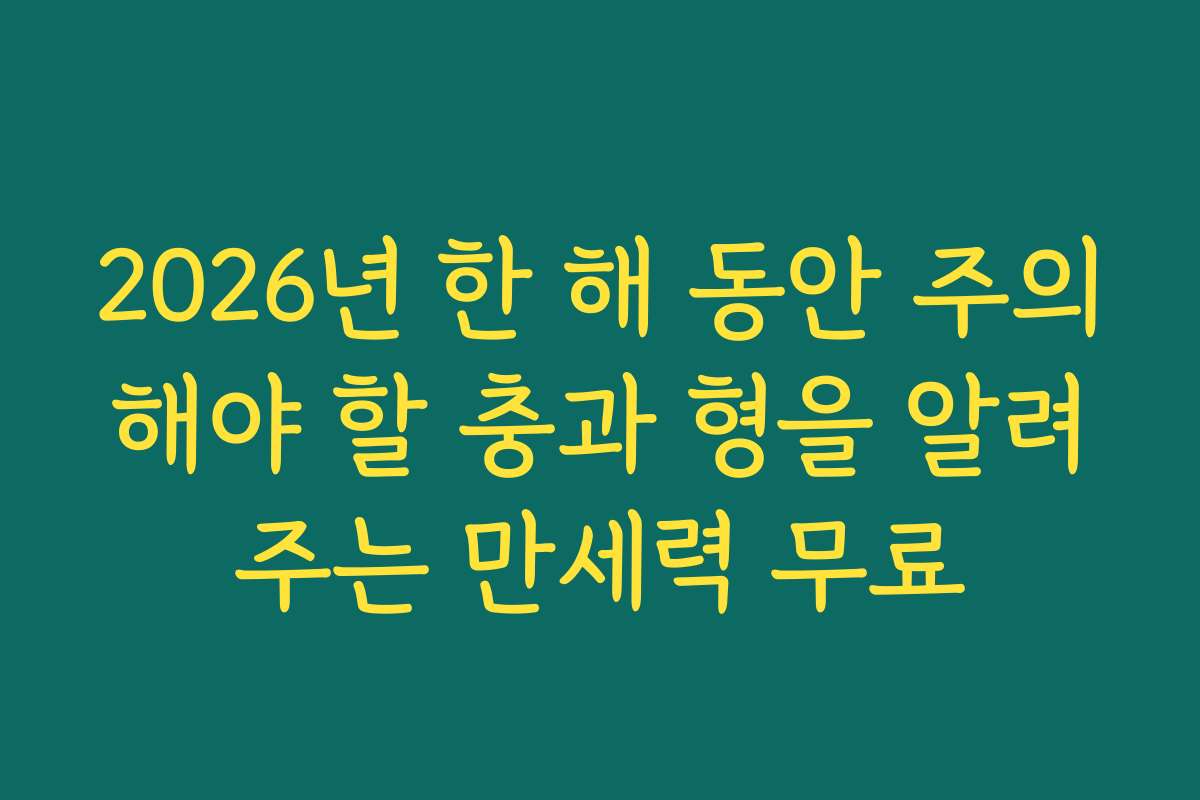 2026년 한 해 동안 주의해야 할 충과 형을 알려주는 만세력 무료