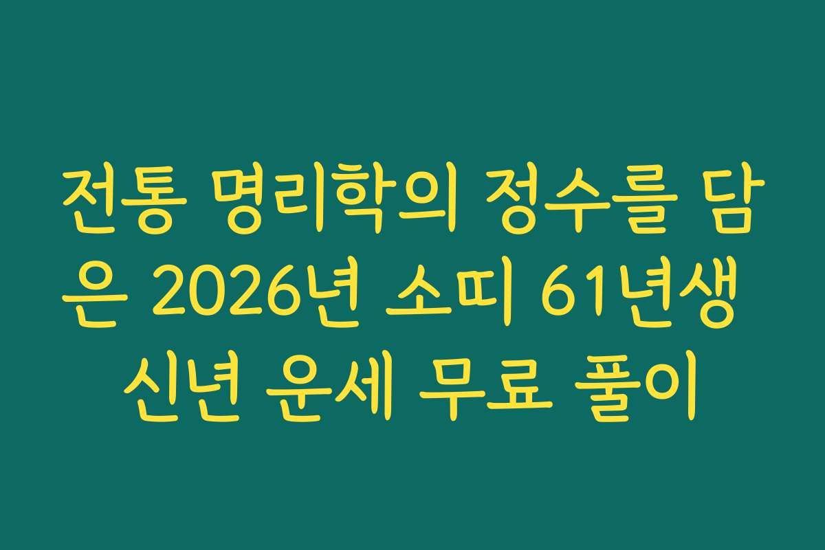 전통 명리학의 정수를 담은 2026년 소띠 61년생 신년 운세 무료 풀이