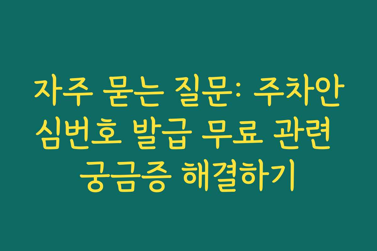 자주 묻는 질문: 주차안심번호 발급 무료 관련 궁금증 해결하기