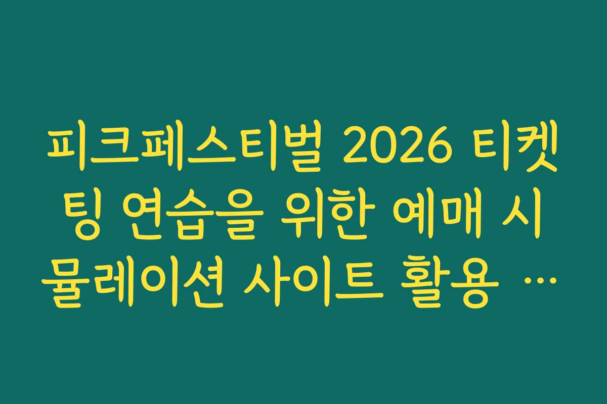 피크페스티벌 2026 티켓팅 연습을 위한 예매 시뮬레이션 사이트 활용 가이드