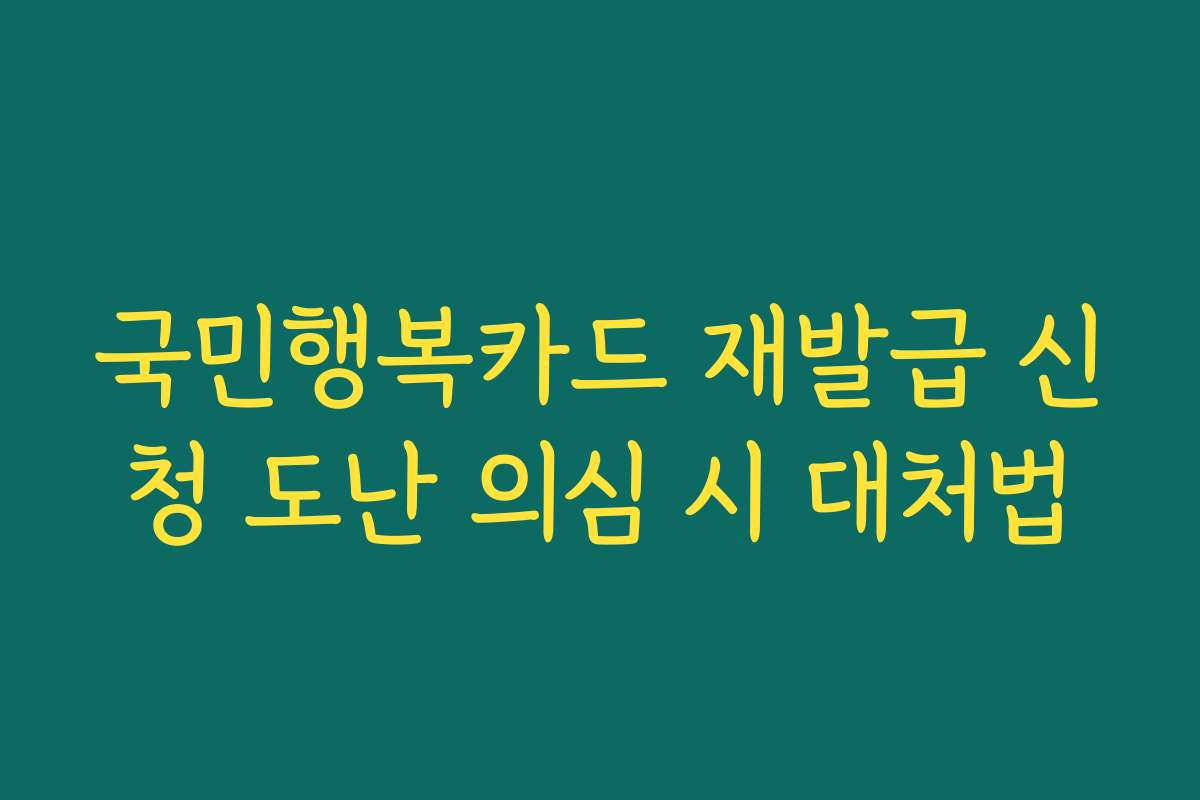 국민행복카드 재발급 신청 도난 의심 시 대처법