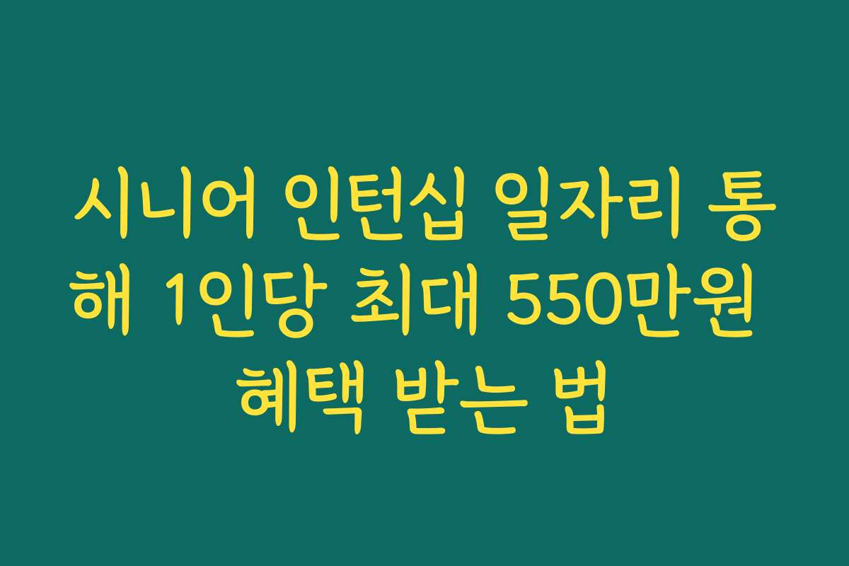 시니어 인턴십 일자리 통해 1인당 최대 550만원 혜택 받는 법 시니어 인턴십 일자리 통해 1인당 최대 550만원 혜택 받는 법