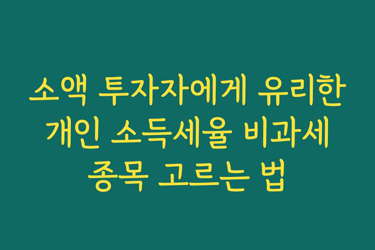 소액 투자자에게 유리한 개인 소득세율 비과세 종목 고르는 법 소액 투자자에게 유리한 개인 소득세율 비과세 종목 고르는 법