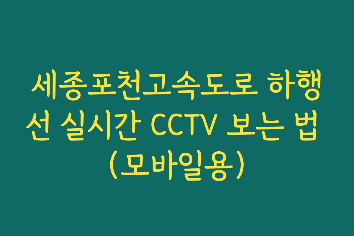 세종포천고속도로 하행선 실시간 CCTV 보는 법 (모바일용)