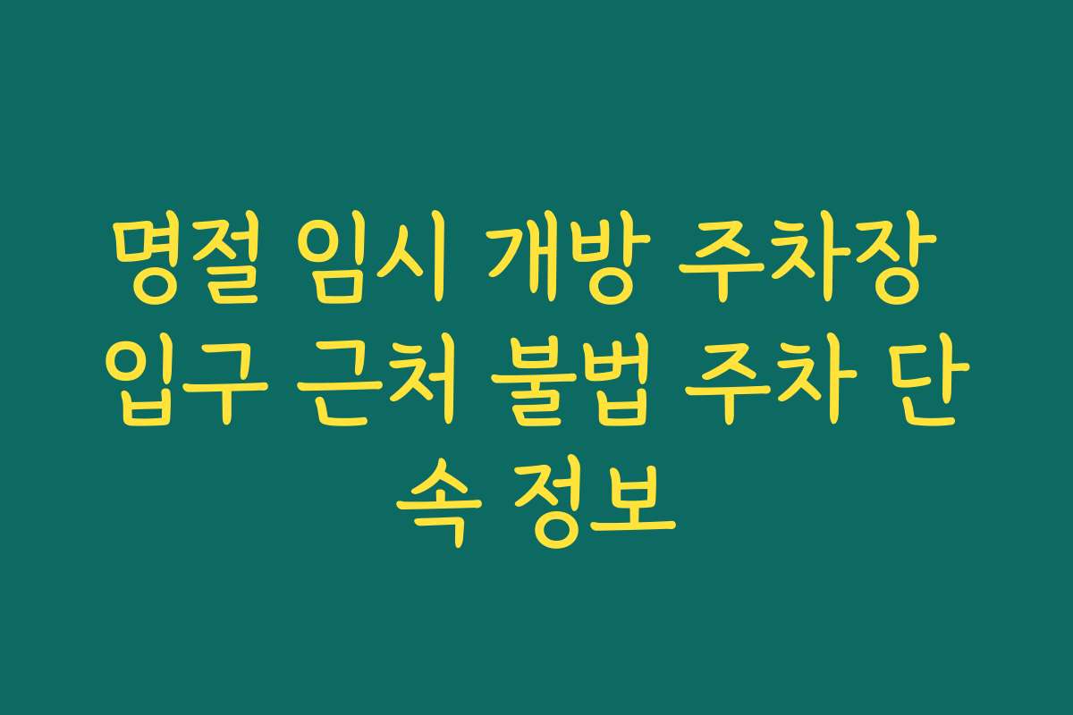 명절 임시 개방 주차장 입구 근처 불법 주차 단속 정보