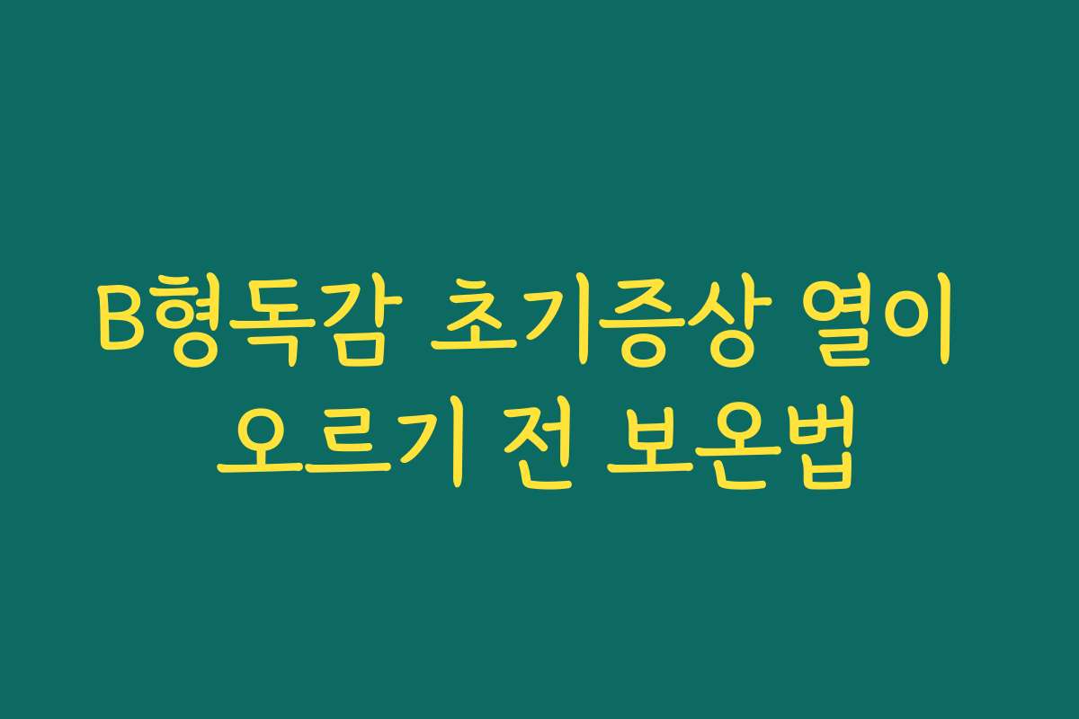 B형독감 초기증상 열이 오르기 전 보온법