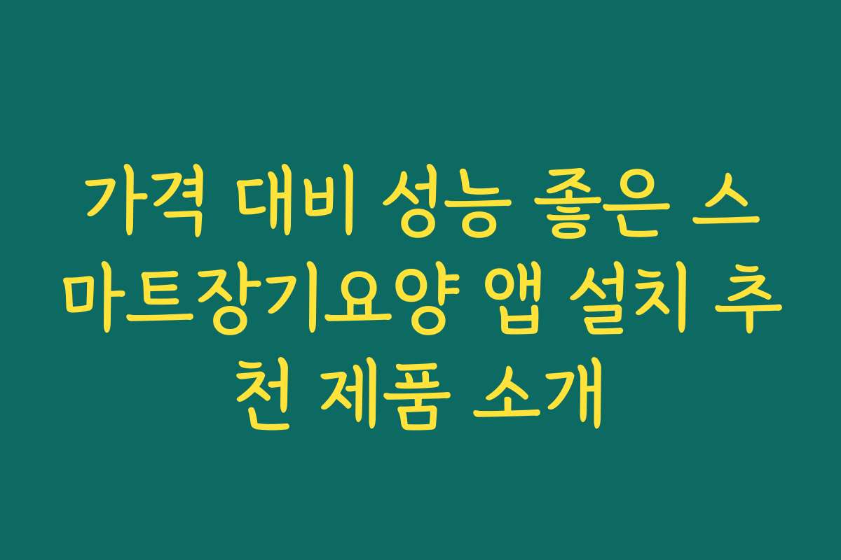 가격 대비 성능 좋은 스마트장기요양 앱 설치 추천 제품 소개