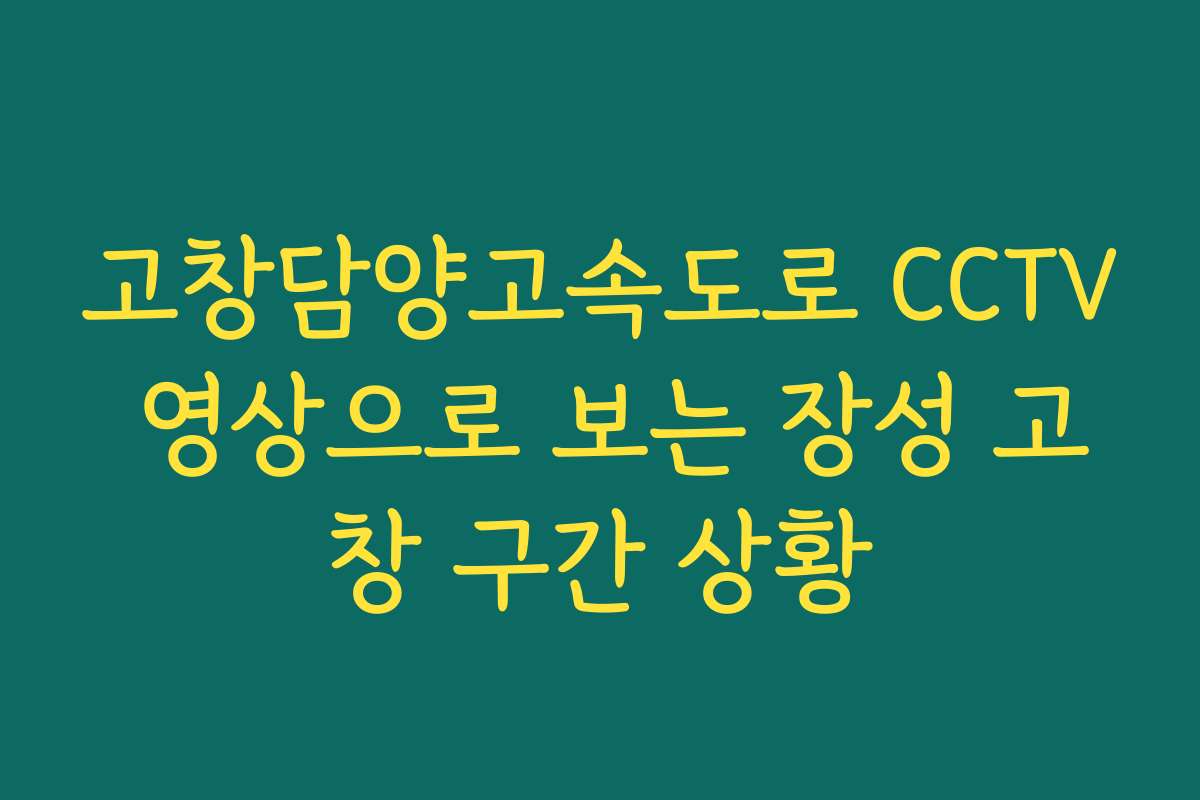 고창담양고속도로 CCTV 영상으로 보는 장성 고창 구간 상황