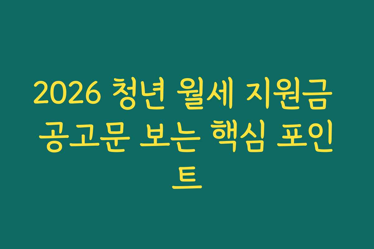 2026 청년 월세 지원금 공고문 보는 핵심 포인트