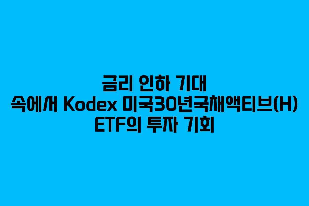 금리 인하 기대 속에서 Kodex 미국30년국채액티브(H) ETF의 투자 기회 금리 인하 기대 속에서 Kodex 미국30년국채액티브(H) ETF의 투자 기회