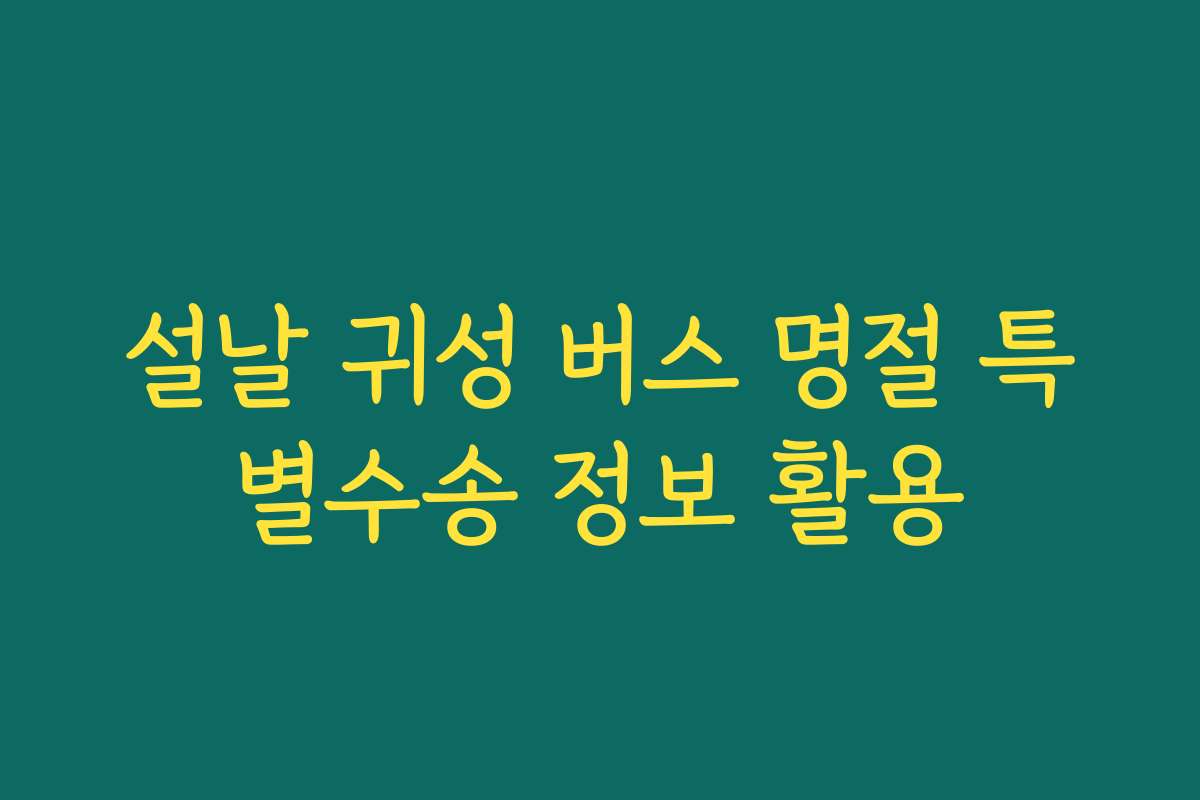 설날 귀성 버스 명절 특별수송 정보 활용