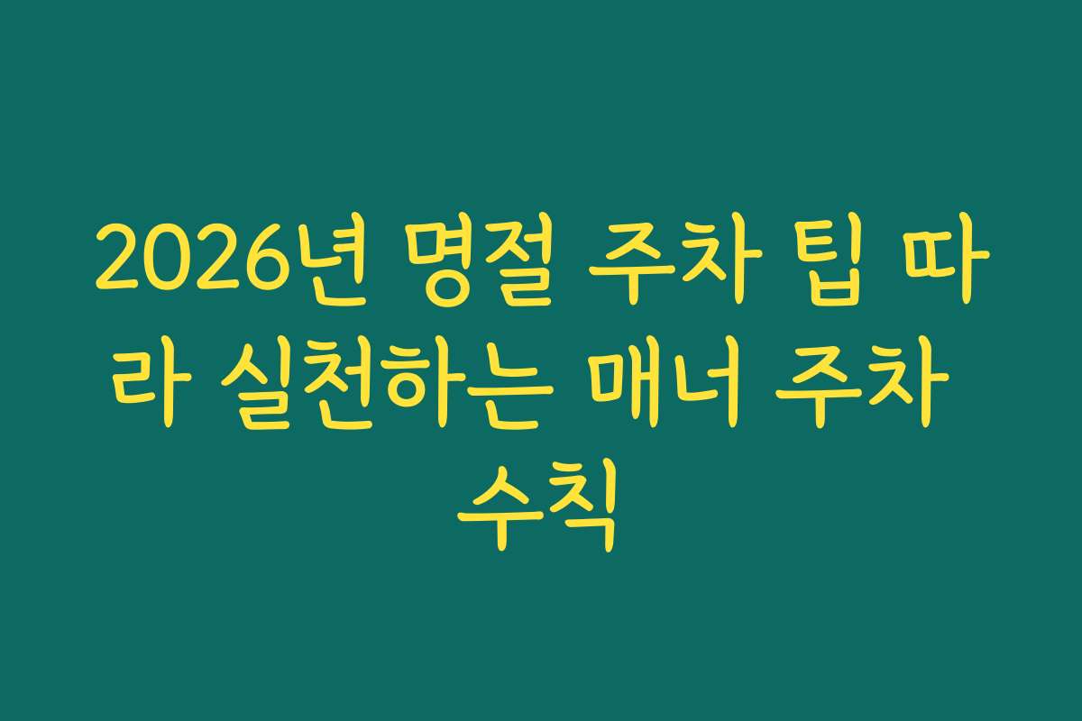 2026년 명절 주차 팁 따라 실천하는 매너 주차 수칙