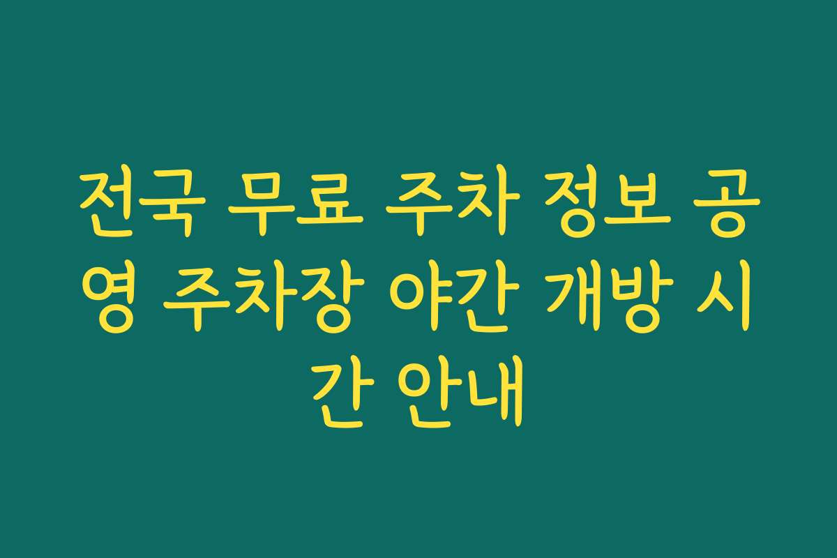 전국 무료 주차 정보 공영 주차장 야간 개방 시간 안내