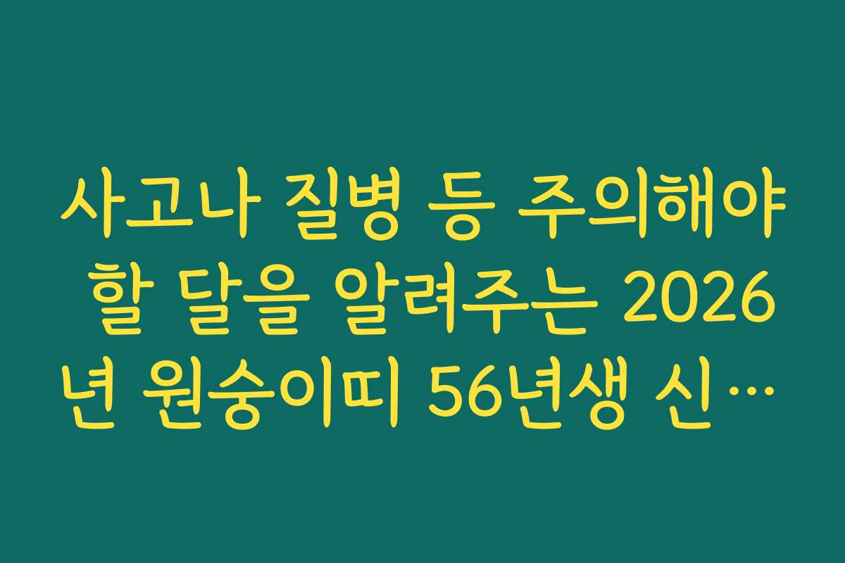 사고나 질병 등 주의해야 할 달을 알려주는 2026년 원숭이띠 56년생 신년 운세