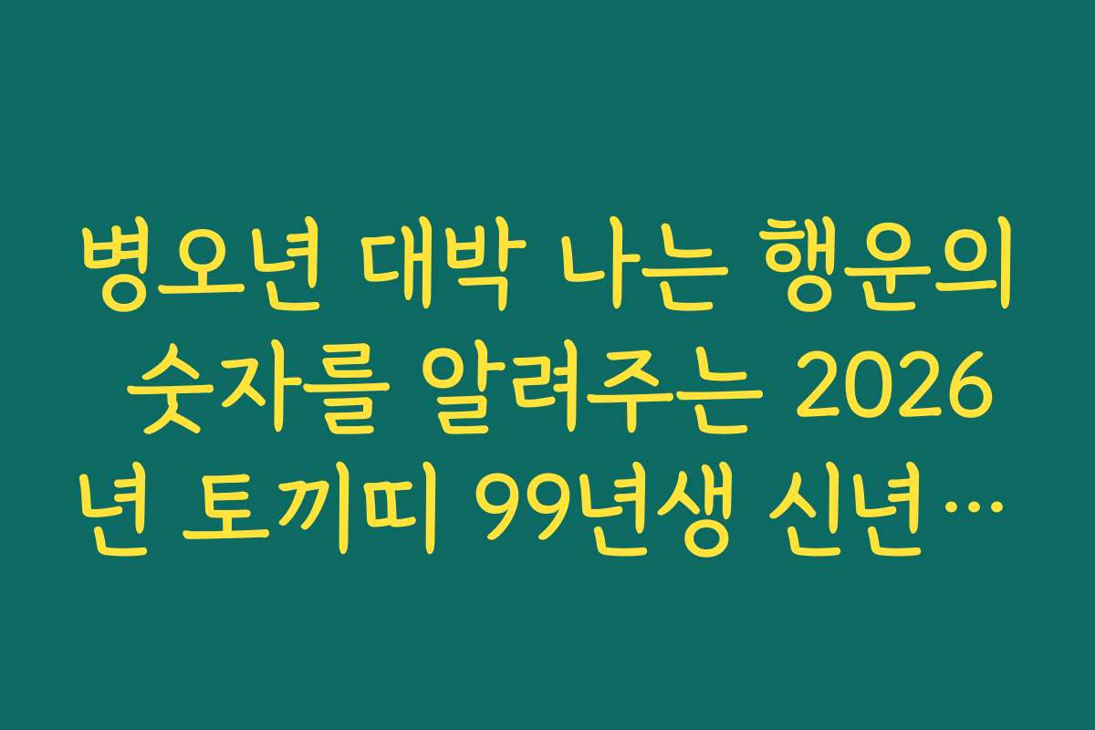 병오년 대박 나는 행운의 숫자를 알려주는 2026년 토끼띠 99년생 신년 운세
