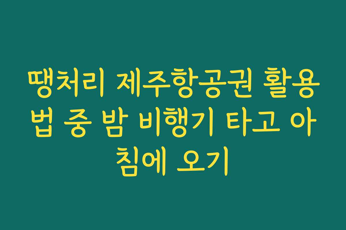 땡처리 제주항공권 활용법 중 밤 비행기 타고 아침에 오기