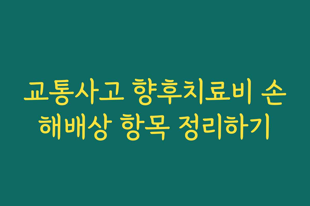 교통사고 향후치료비 손해배상 항목 정리하기 교통사고 향후치료비 손해배상 항목 정리하기