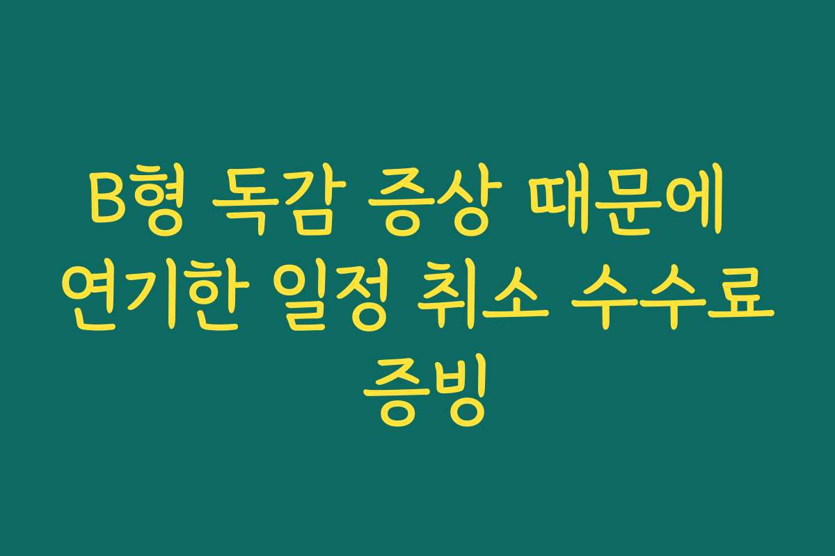 B형 독감 증상 때문에 연기한 일정 취소 수수료 증빙