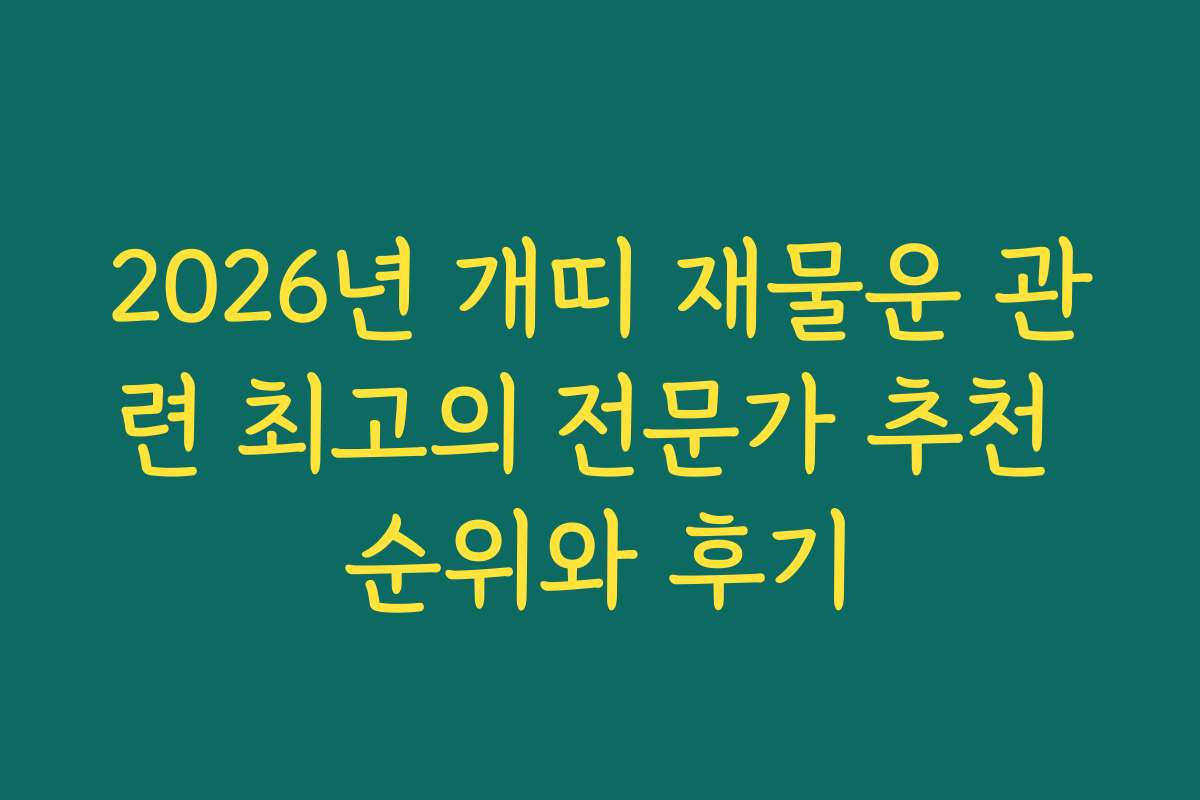 2026년 개띠 재물운 관련 최고의 전문가 추천 순위와 후기