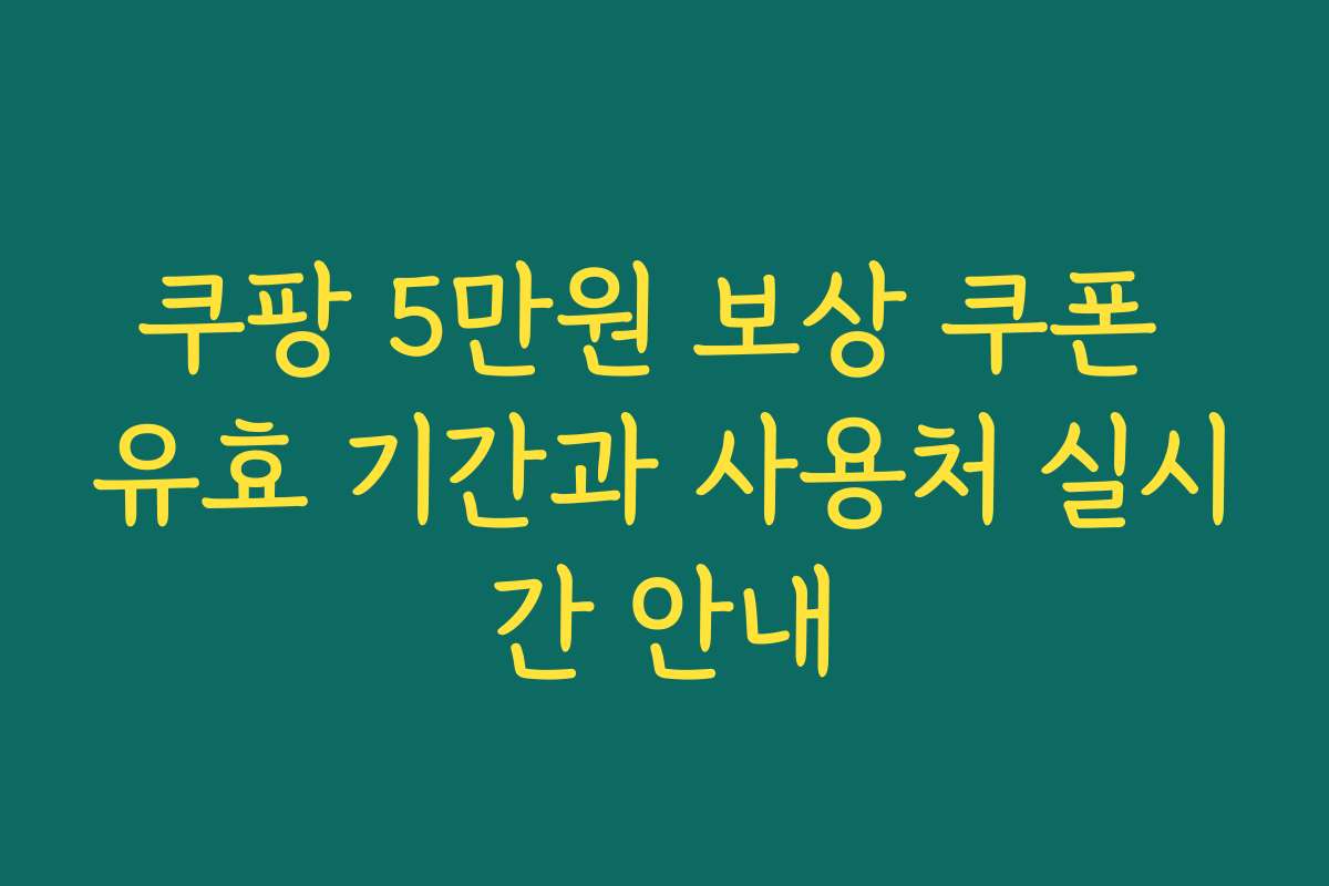 쿠팡 5만원 보상 쿠폰 유효 기간과 사용처 실시간 안내