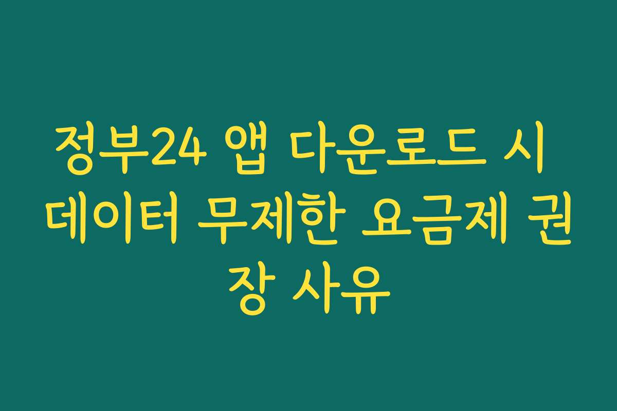 정부24 앱 다운로드 시 데이터 무제한 요금제 권장 사유