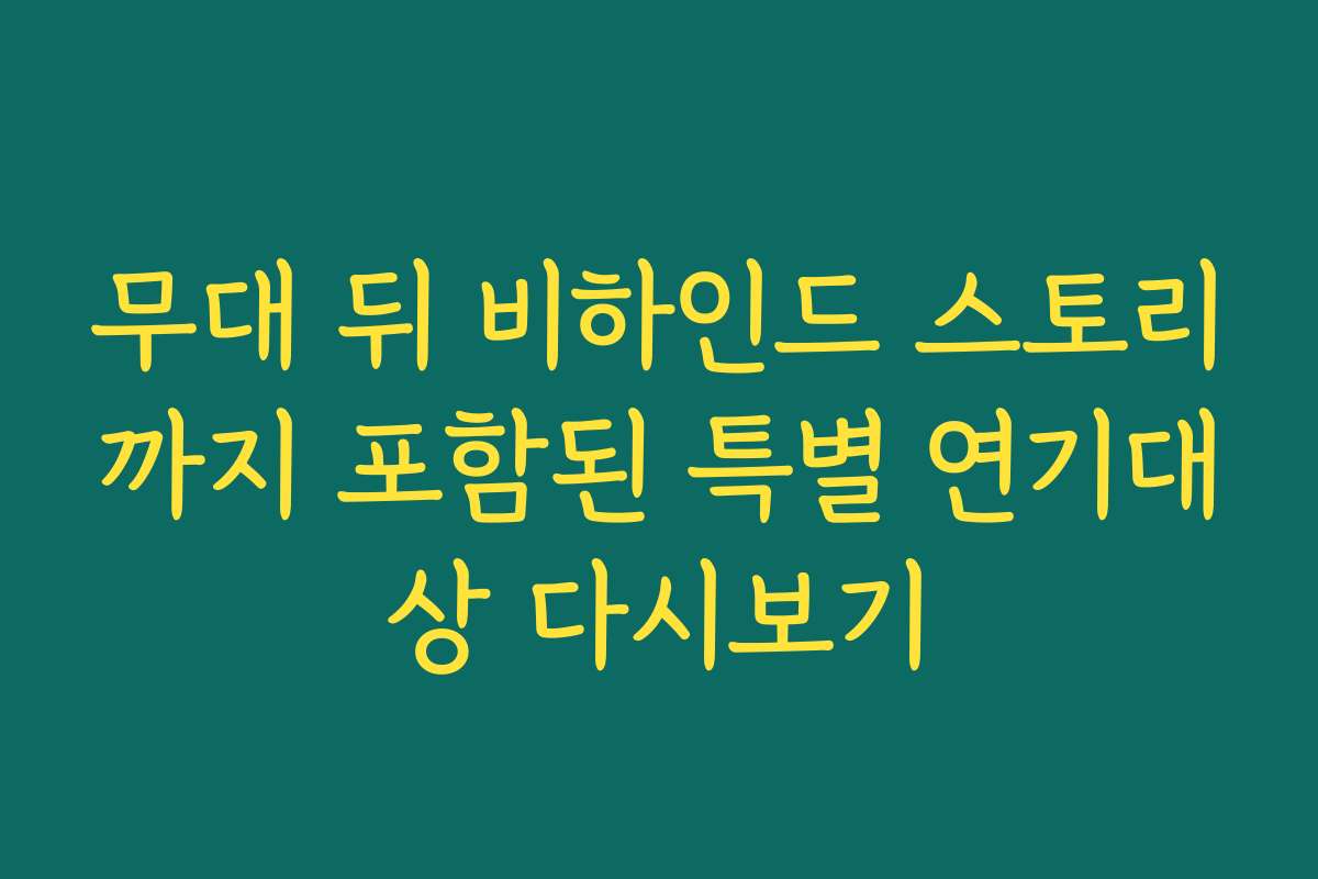 무대 뒤 비하인드 스토리까지 포함된 특별 연기대상 다시보기