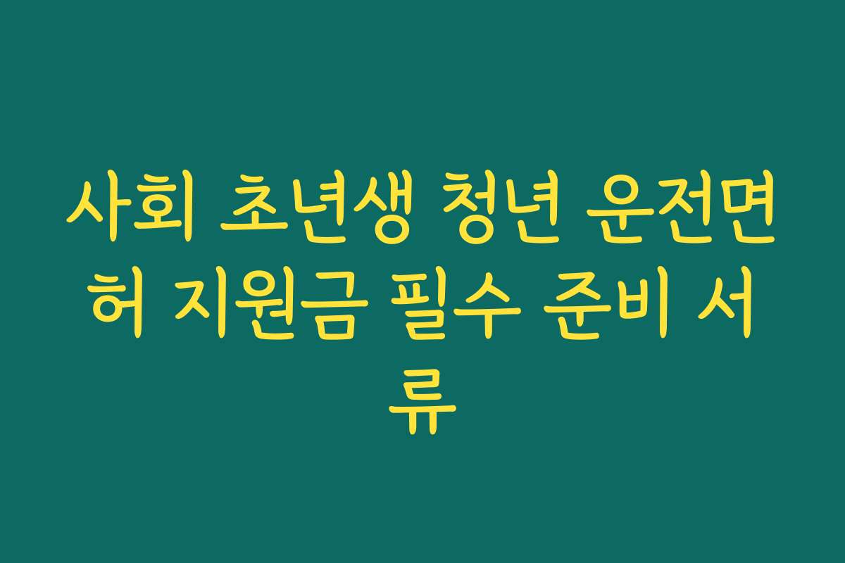 사회 초년생 청년 운전면허 지원금 필수 준비 서류