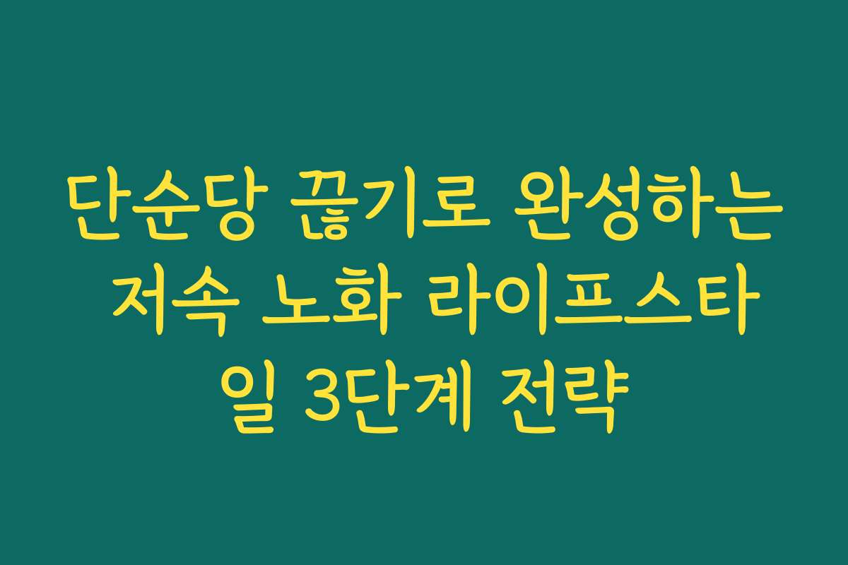 단순당 끊기로 완성하는 저속 노화 라이프스타일 3단계 전략