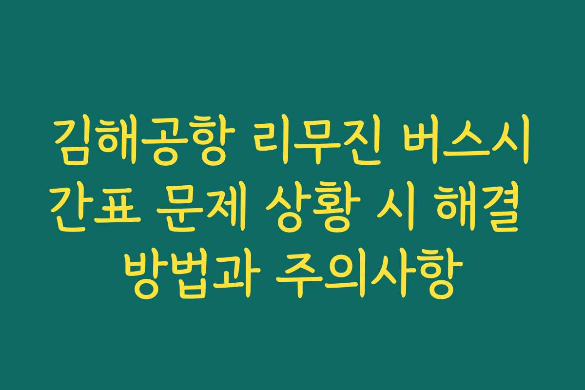 김해공항 리무진 버스시간표 문제 상황 시 해결 방법과 주의사항