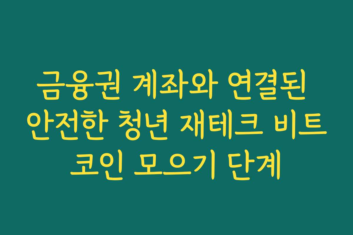 금융권 계좌와 연결된 안전한 청년 재테크 비트코인 모으기 단계