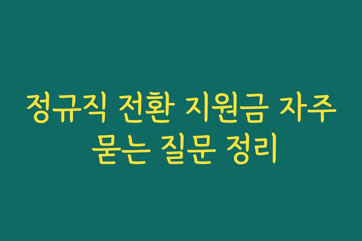 정규직 전환 지원금 자주 묻는 질문 정리