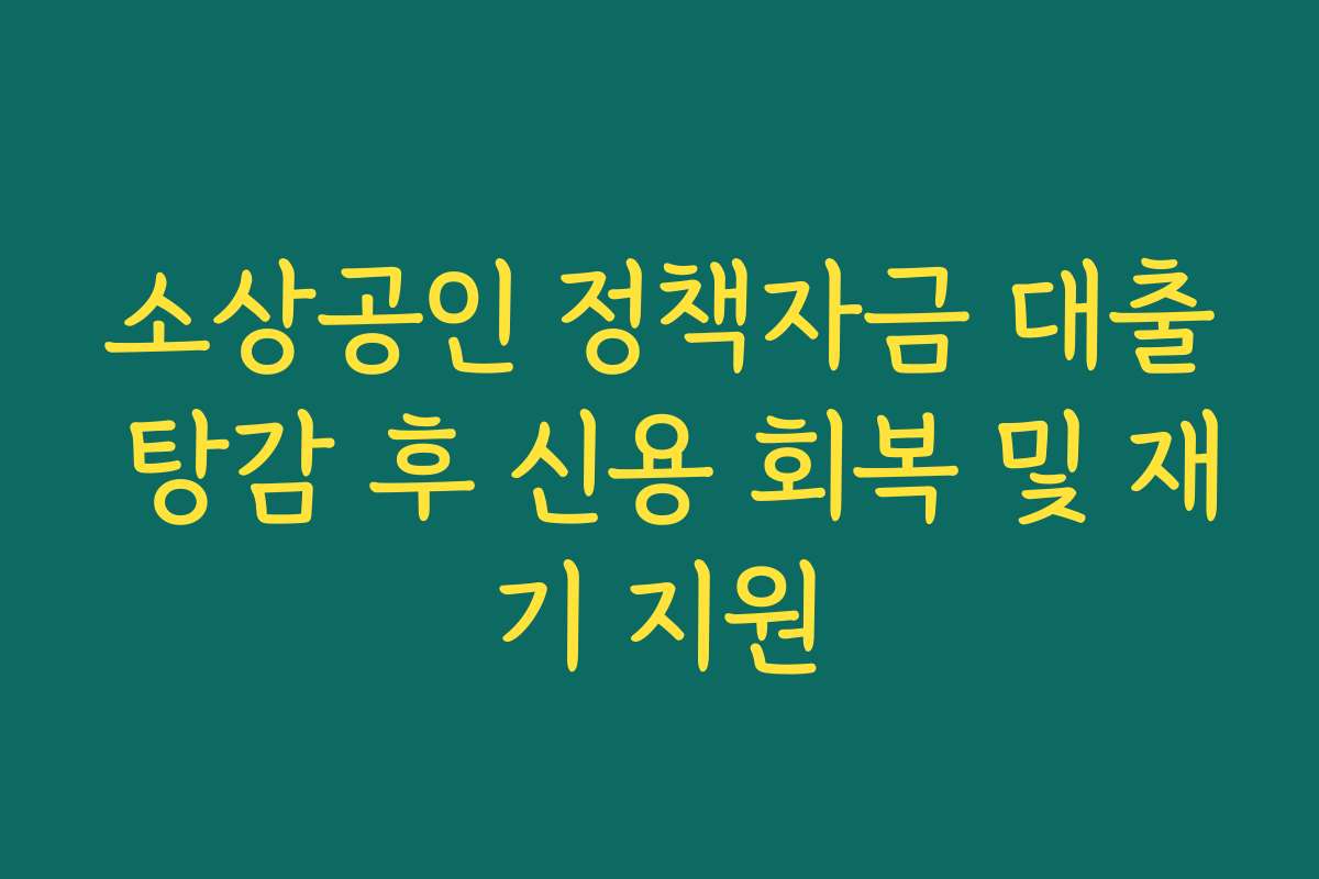 소상공인 정책자금 대출 탕감 후 신용 회복 및 재기 지원