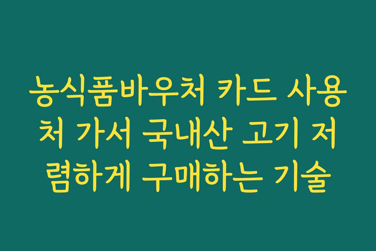 농식품바우처 카드 사용처 가서 국내산 고기 저렴하게 구매하는 기술 농식품바우처 카드 사용처 가서 국내산 고기 저렴하게 구매하는 기술