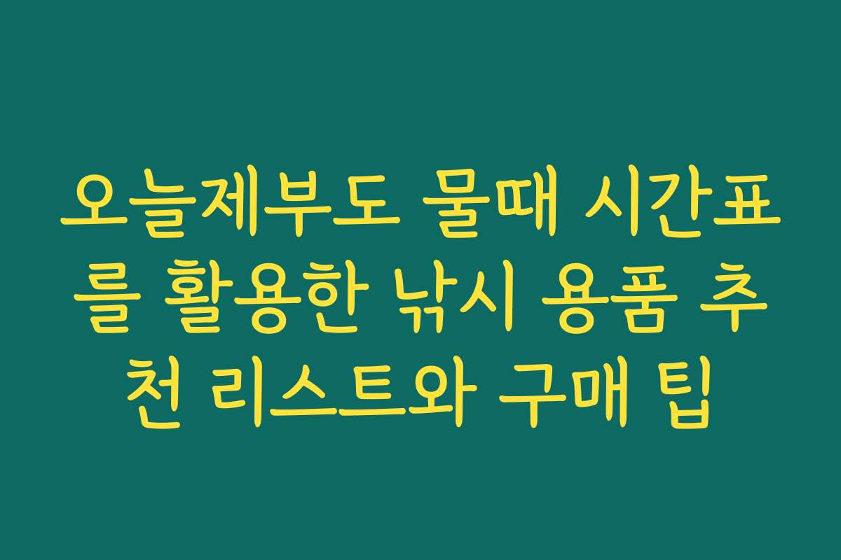오늘제부도 물때 시간표를 활용한 낚시 용품 추천 리스트와 구매 팁