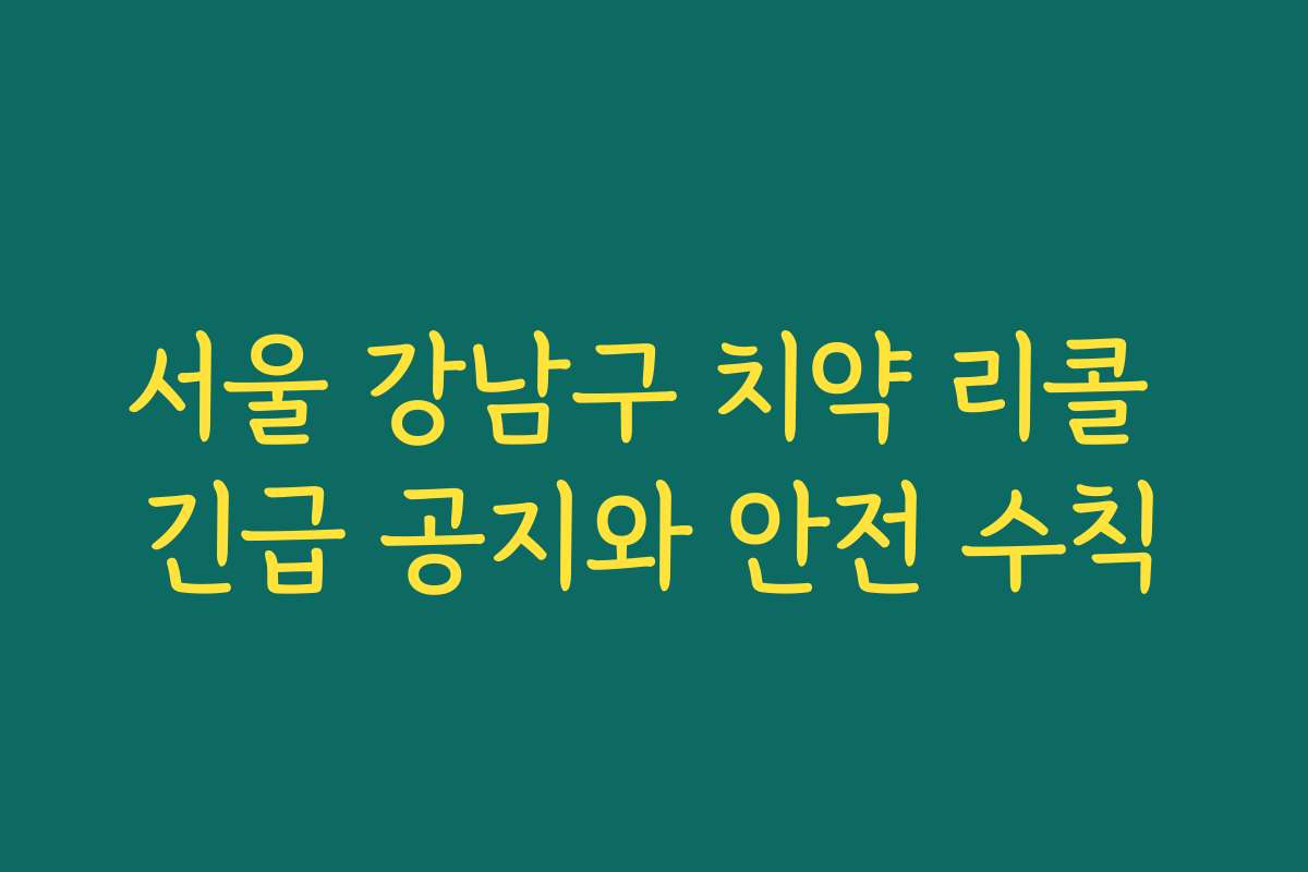 서울 강남구 치약 리콜 긴급 공지와 안전 수칙