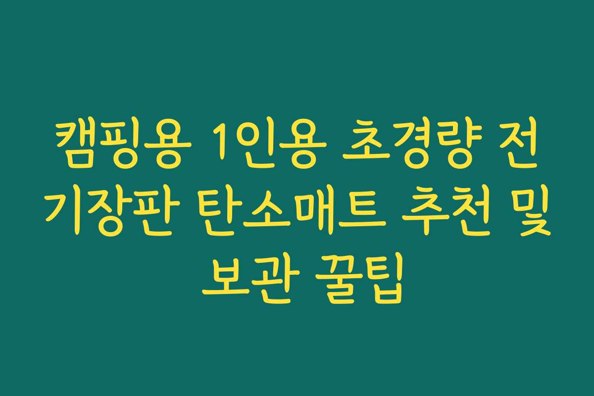 캠핑용 1인용 초경량 전기장판 탄소매트 추천 및 보관 꿀팁
