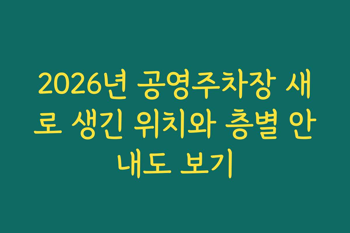2026년 공영주차장 새로 생긴 위치와 층별 안내도 보기