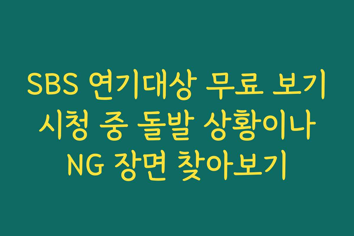SBS 연기대상 무료 보기 시청 중 돌발 상황이나 NG 장면 찾아보기
