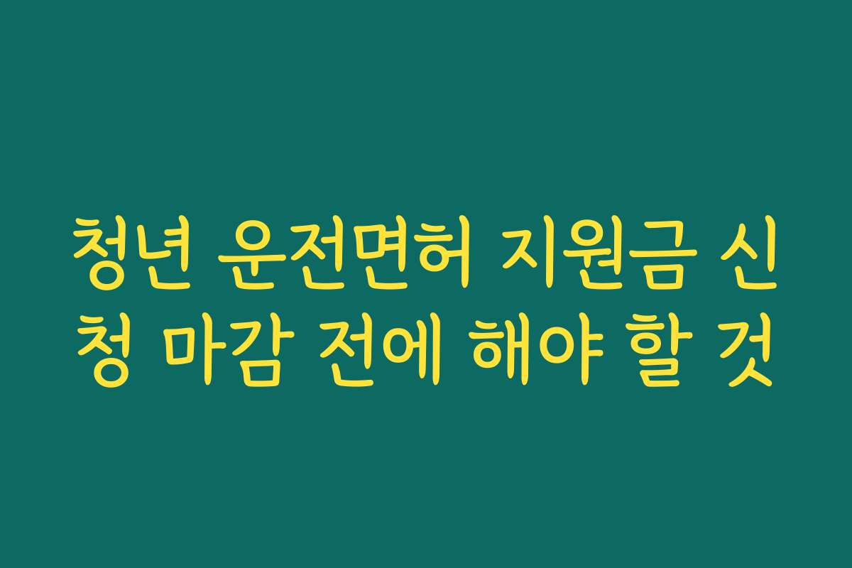 청년 운전면허 지원금 신청 마감 전에 해야 할 것 청년 운전면허 지원금 신청 마감 전에 해야 할 것