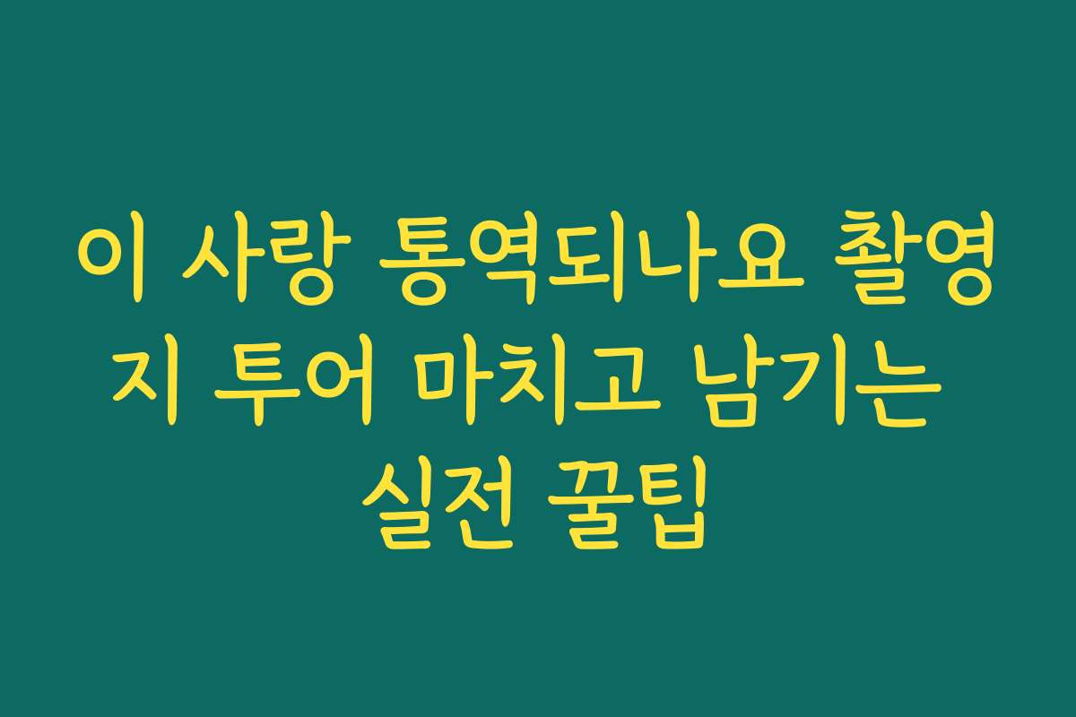 이 사랑 통역되나요 촬영지 투어 마치고 남기는 실전 꿀팁