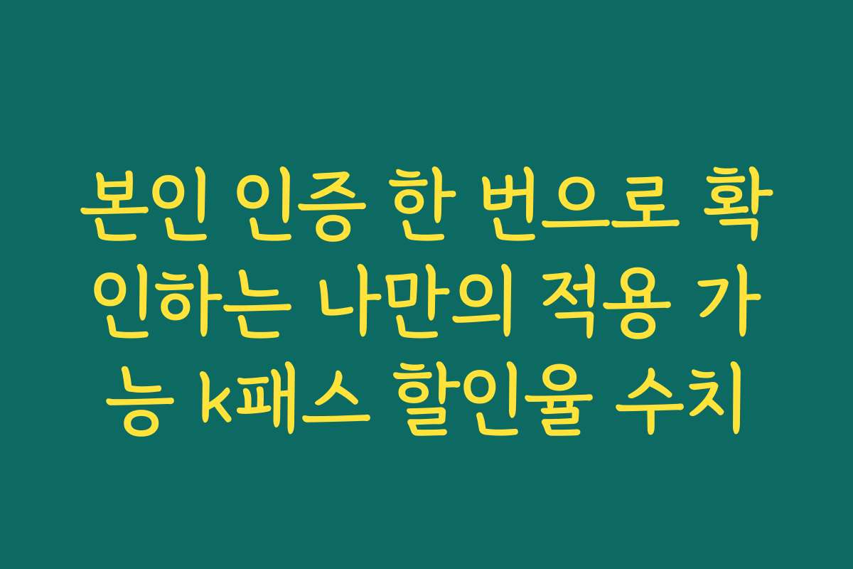 본인 인증 한 번으로 확인하는 나만의 적용 가능 k패스 할인율 수치