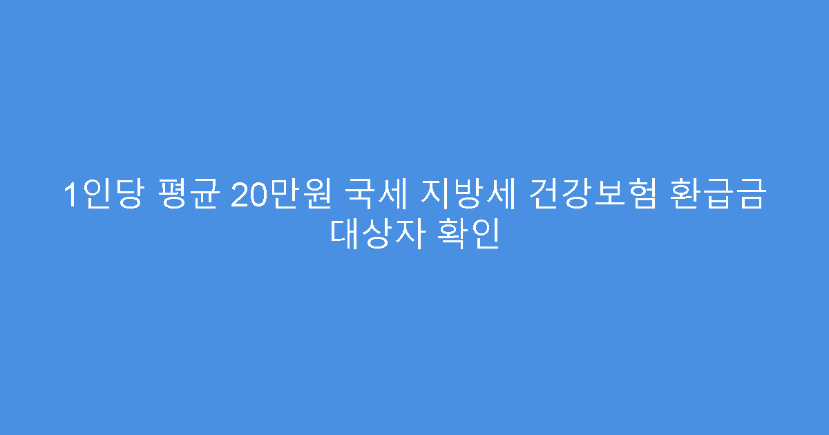 1인당 평균 20만원 국세 지방세 건강보험 환급금 대상자 확인