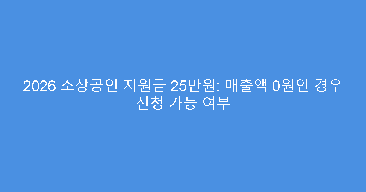 2026 소상공인 지원금 25만원: 매출액 0원인 경우 신청 가능 여부