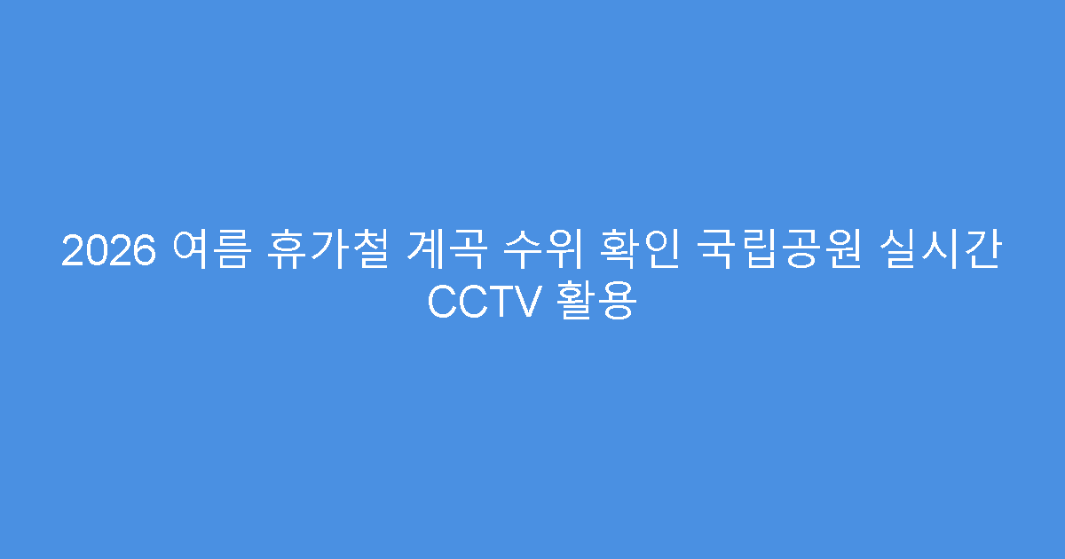 2026 여름 휴가철 계곡 수위 확인 국립공원 실시간 CCTV 활용