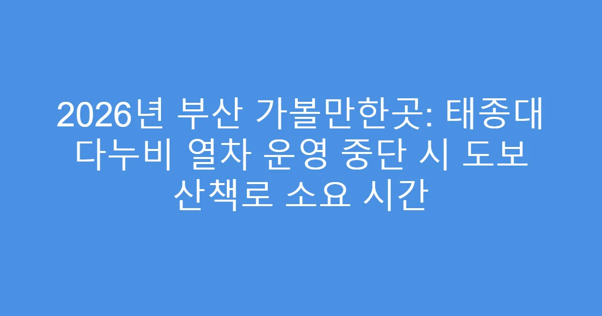 2026년 부산 가볼만한곳: 태종대 다누비 열차 운영 중단 시 도보 산책로 소요 시간