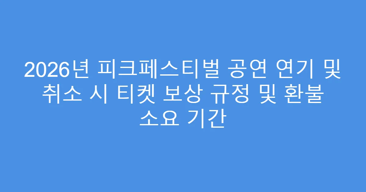 2026년 피크페스티벌 공연 연기 및 취소 시 티켓 보상 규정 및 환불 소요 기간