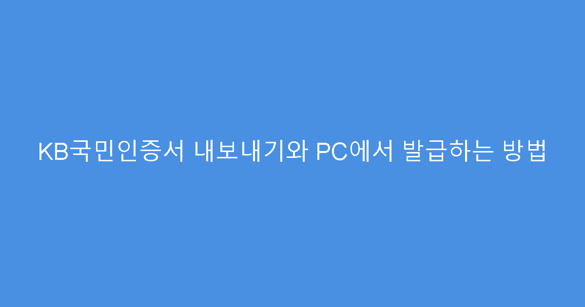 KB국민인증서 내보내기와 PC에서 발급하는 방법